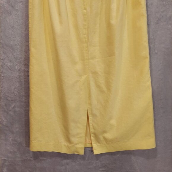 Adolfo Studio Womans 14 Skirt Yellow Linen Cotton lined Midi Career Preppy - Picture 9 of 13